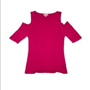 Zenana outfitters hot pink cold shoulder top